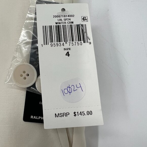 LAUREN Ralph Lauren Women's Relaxed Fit Pleated Trouser Winter Cream Size 4 NWT - Picture 6 of 8